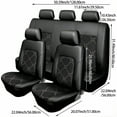 thumbnail image 3 of Quilting Leather Seat Cover Set, Embroidered Coin Thread, Universal Fit Automotive PU Premium Luxury for Cars Sedan Vanaterproof PU Premium Luxury for Cars Sedan Van SUV Airbag Compatible Black/ Gold, 3 of 9