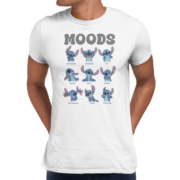 Disney Lilo & Stitch Mood Faces Chart Mens T-Shirt (White, S-XXXL)