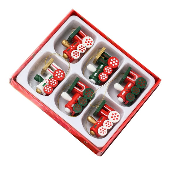 GAXIRE Christmas Wooden Train Ornament Assorted Decoration 1 Set 5.04X4.25in