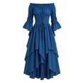 thumbnail image 6 of Guieoi Dresses for Women 2026 Fall Gothic Ballgown with Puff Sleeves and Waist Cinching Plus Size Blue XXXL, 6 of 7