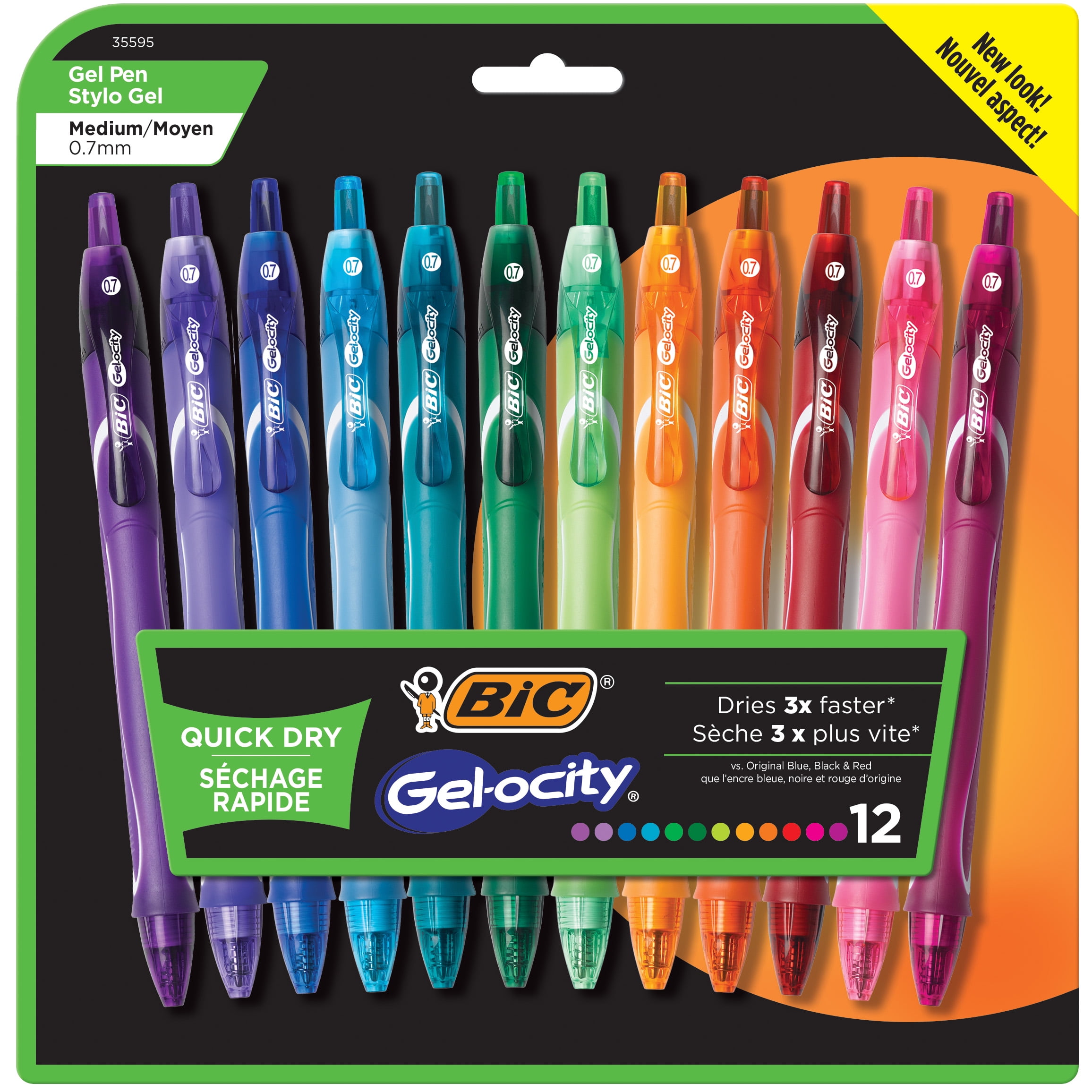Pack of 3 BIC Gel-ocity Quick Dry Gel Ink Pens Black 