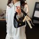 thumbnail image 2 of Bolso de mano baguette sencillo de moda coreana para mujer, nuevo estilo 2025, bolso bandolera con lazo dulce, 2 of 5