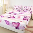 thumbnail image 3 of Castle Fairy Love Heart 4 Pieces Queen Sheet Sets,Geometric Stripes Ultra Soft Flat Sheet,Sweet Candy Queen Fitted Sheet,Breathable Romantic Home Decor, 3 of 7