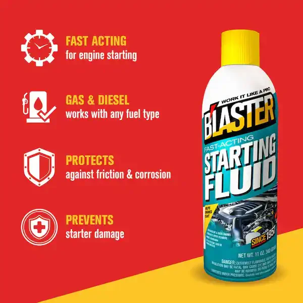 B'laster Fast-Acting Starting Fluid Spray, 11 oz Starts Gas & Diesel Engines in Extreme Cold, Lubricates Upper Cylinders | Cars, Trucks, & Small Engines - Walmart.com B'laster Fast-Acting Starting Fluid Spray, 11 oz Starts Gas & Diesel Engines in Extreme Cold, Lubricates Upper Cylinders | Cars, Trucks, & Small Engines - Walmart.com