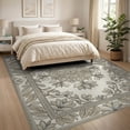 thumbnail image 3 of ODIKA 8'x10' Washable Area Rug Non-Shedding, Easy Care, Neutral Botanical Border Contemporary Beige Traditional Boho Refined Structured for King Size Bedroom Under Bed, Master Suite, 3 of 7