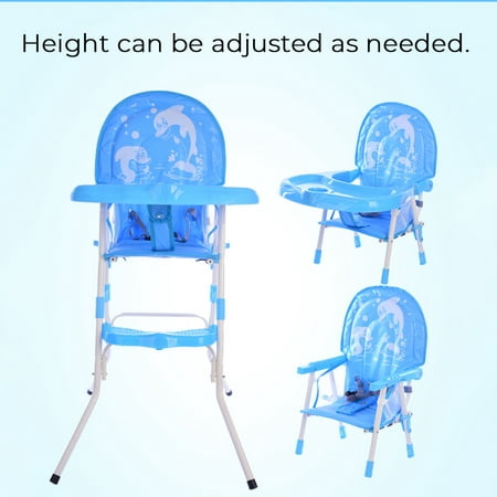 High Chair Folding, 3 in 1 Convertible Highchair with Detachable Double Tray, 3-Point Harness, Adjustable Footrest, Non-Slip Feet, Adjustable Legs for Baby & Toddler