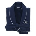 thumbnail image 3 of Authentic Hotel and Spa  Navy Blue Unisex Turkish Cotton Waffle Weave Terry Bath Robe with White Block Monogram M S/M, 3 of 5