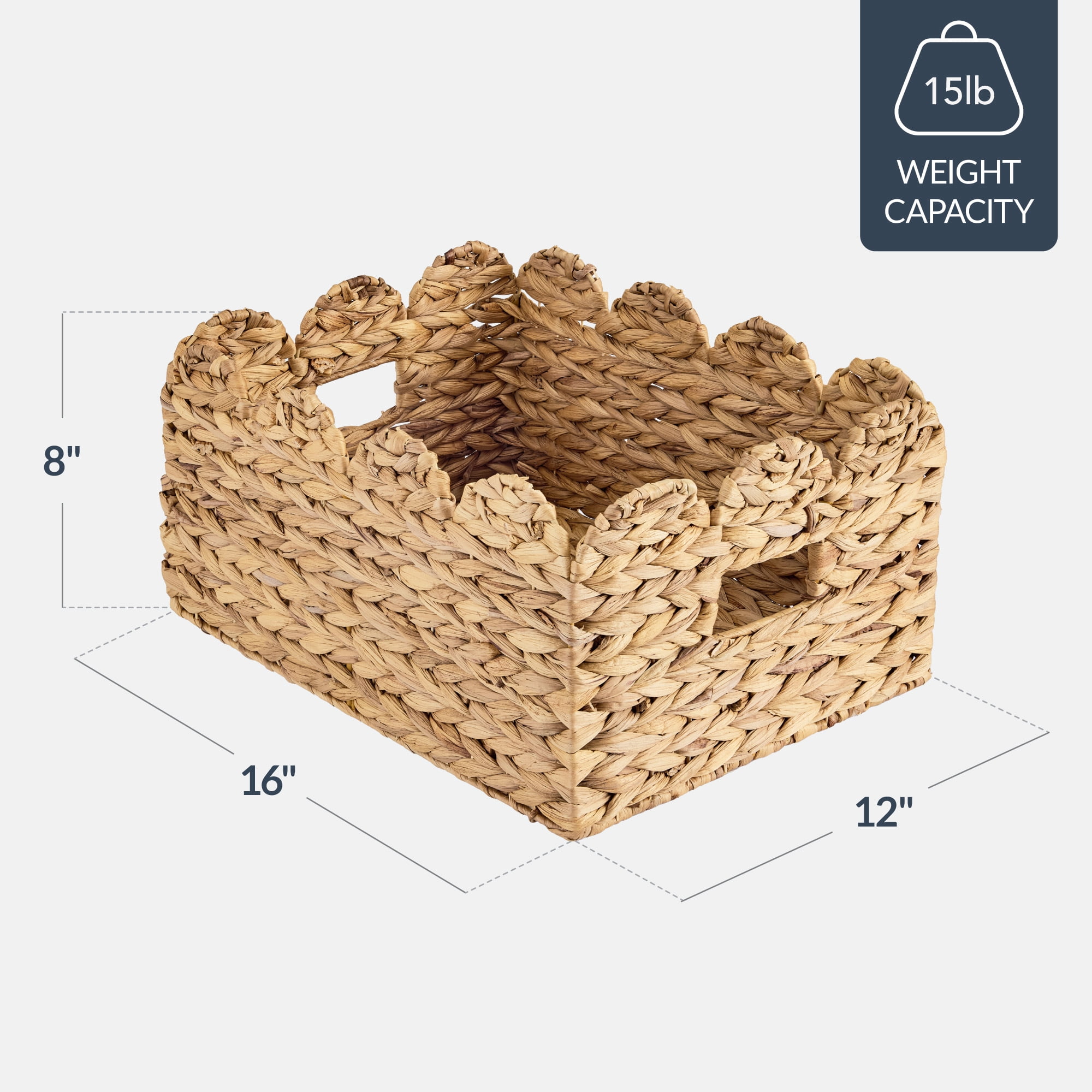 Best Choice Products 16x12 Scalloped Shelf Baskets, Woven Storage Bins, 2 Pack - Natural