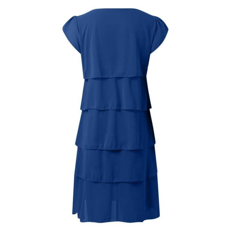 knee length dresses for ladies Provence Bloom Tiered Midi Dress Floral Blue main image 1