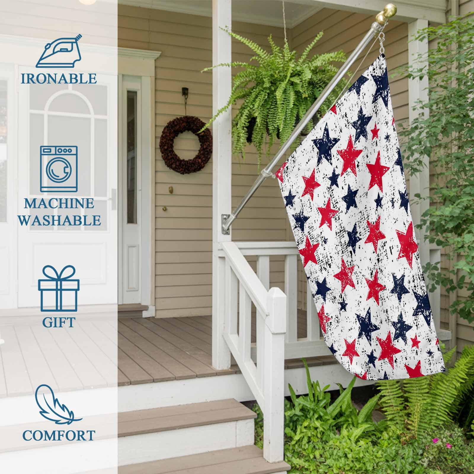 4th of July Flags for Outside 3x5 ft Red White Blue Stars Stripes Outdoor Flags Double Sided Grommets House Banner Vintage USA Flag Patio Yard Flag for Outdoor Party Porch Independence Day