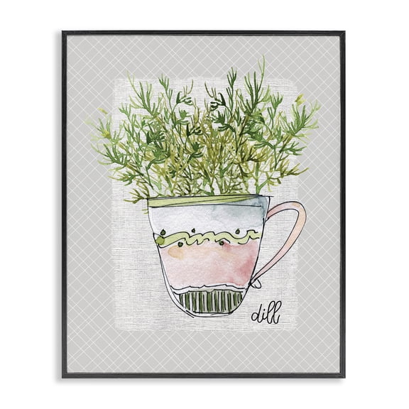 Stupell Industries Dill Herb Mug Black Framed Giclee Art, design by Livi Finn