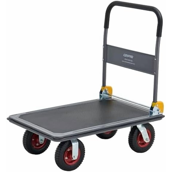 Commercial Heavy Duty Platform Truck, 600 lb. Capacity Big Wheel Flatbed Cart, Pneumatic Casters, Folding Handle Design$$Tools