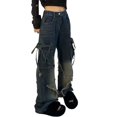 thumbnail image 3 of WILLBEST Jeans Mujer Pantalones Vaqueros de Lavado Oscuro para Mujer, Estilo Retro, Holgados, de Pierna Recta, Estilo Urbano Informal, de Cintura Alta, Holgados Extra Grande, 3 of 5