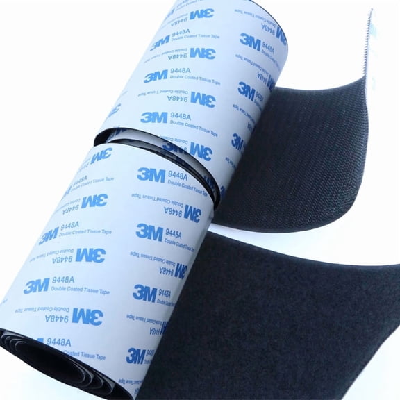 Multi-Surface Black Hook & Loop Tape - 100mm Wide, No-Residue Removal for Garage & Crafts