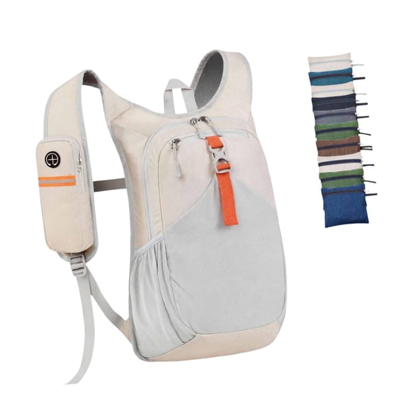 Mochila de senderismo con bolsa de almacenamiento, mochila de día para senderismo, montañismo, camping y viajes. Beige