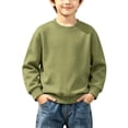 thumbnail image 3 of Tsivenald Cotton Boys Sweatshirt Oversized Long Sleeve Warm Sweatshirt Casual Soft Fall Winter Crew Neck Pullover Tops(3-4 Years,Army Green), 3 of 3