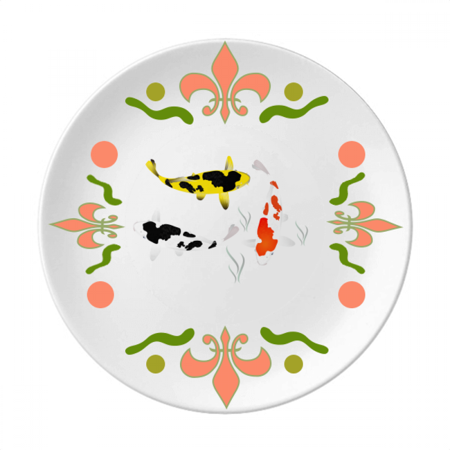 

Taditional Chinese Fish Gathering Flower Ceramics Plate Tableware Dinner Dish