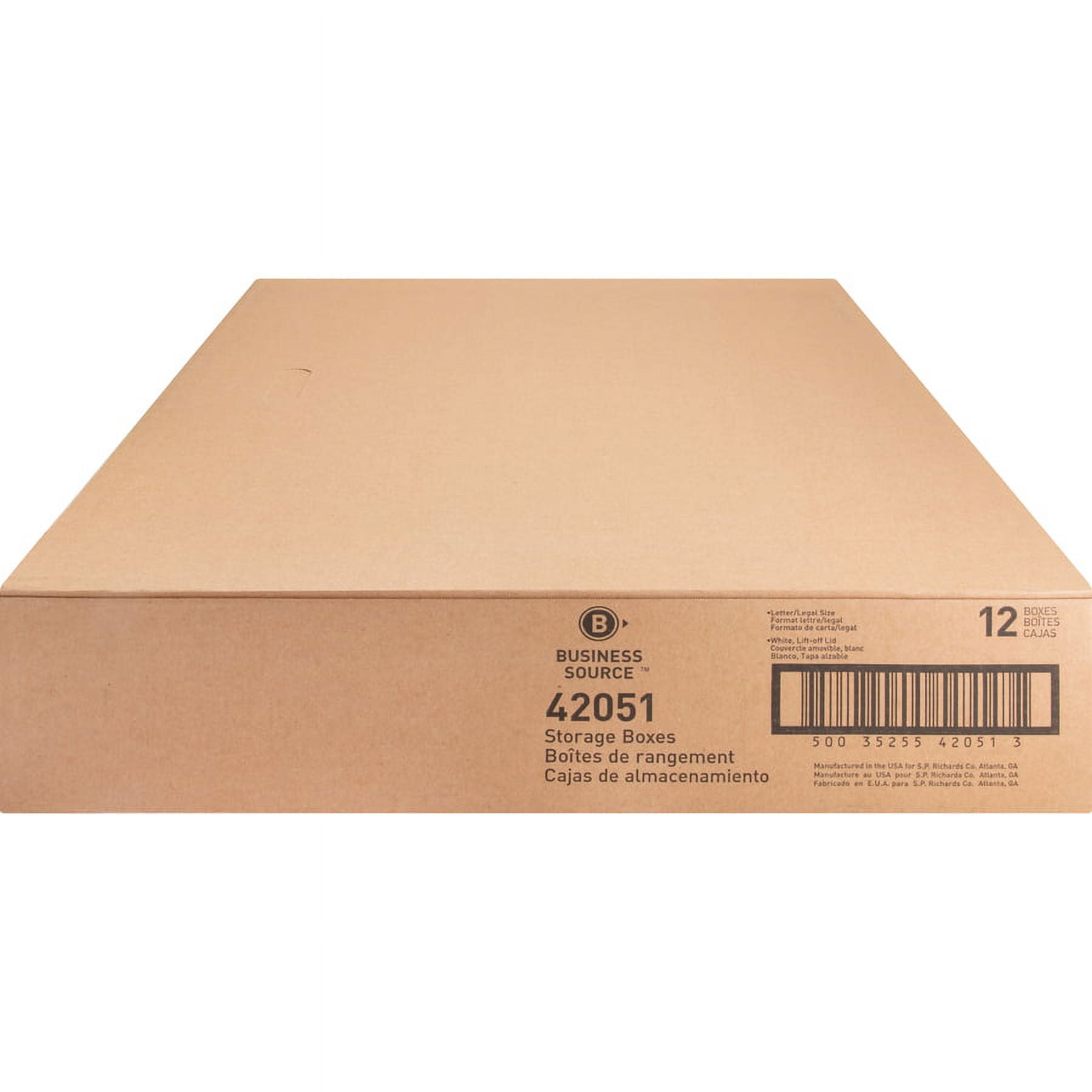 Business Source Economy Storage Box With Lid - External Dimensions: 12" Width X 15" Depth X 10"height - 350 Lb - Media Size Supported: Legal, Letter - Light Duty - Stackable - White - For File -