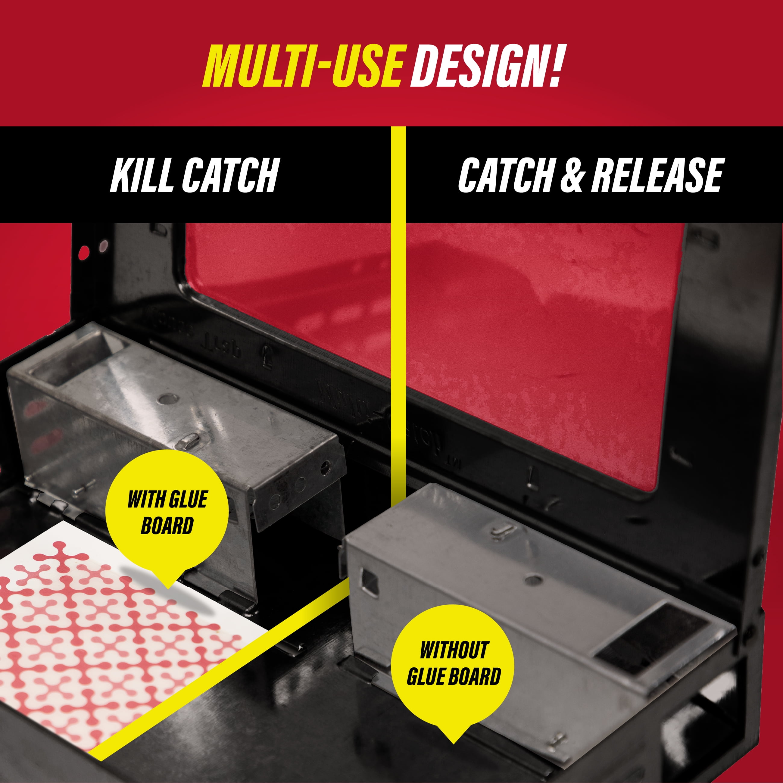 Catchmaster Multi-Catch Mouse Trap 1Pk, Humane Mouse Trap for Home with Glue Board (Black)