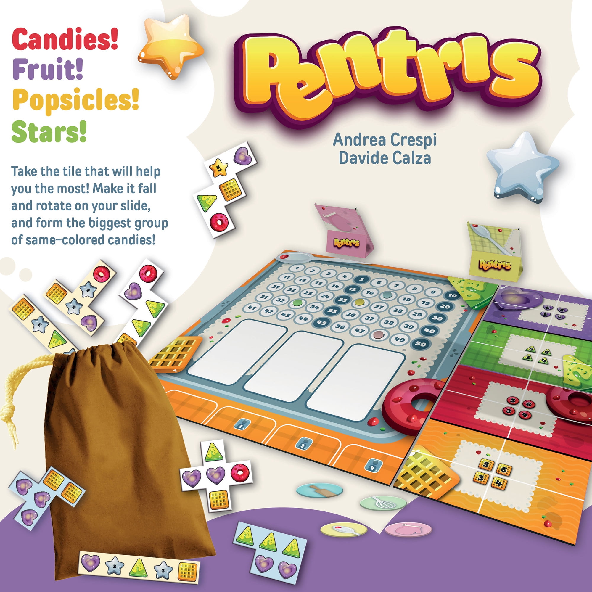 Pendragon Game Studio: Pentris - Abstract Strategy Board Game, Puzzle Real-Time Game, Treats Theme Piece Laying, Family Ages 8+, 2-4 Players, 30 Min