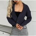 thumbnail image 2 of XPMWRP Women's Open Front Button Down Oversized Cardigan Drop Shoulder Sweater Long Sleeve Solid Color Loose Knit Jacket Fall Causal Loungewear Blue Free Size, 2 of 9