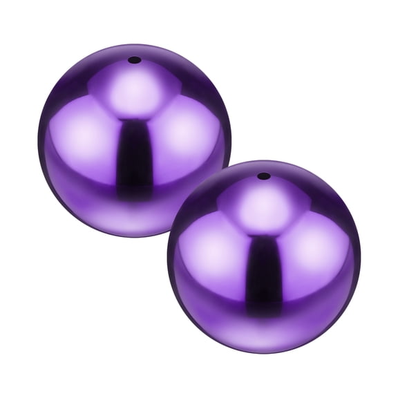 Uxcell 2-Pack Garden Gazing Globes Ball 2 Inch 201 Stainless Steel Hollow Mirror Ball for Home, Outdoor Gloss Purple