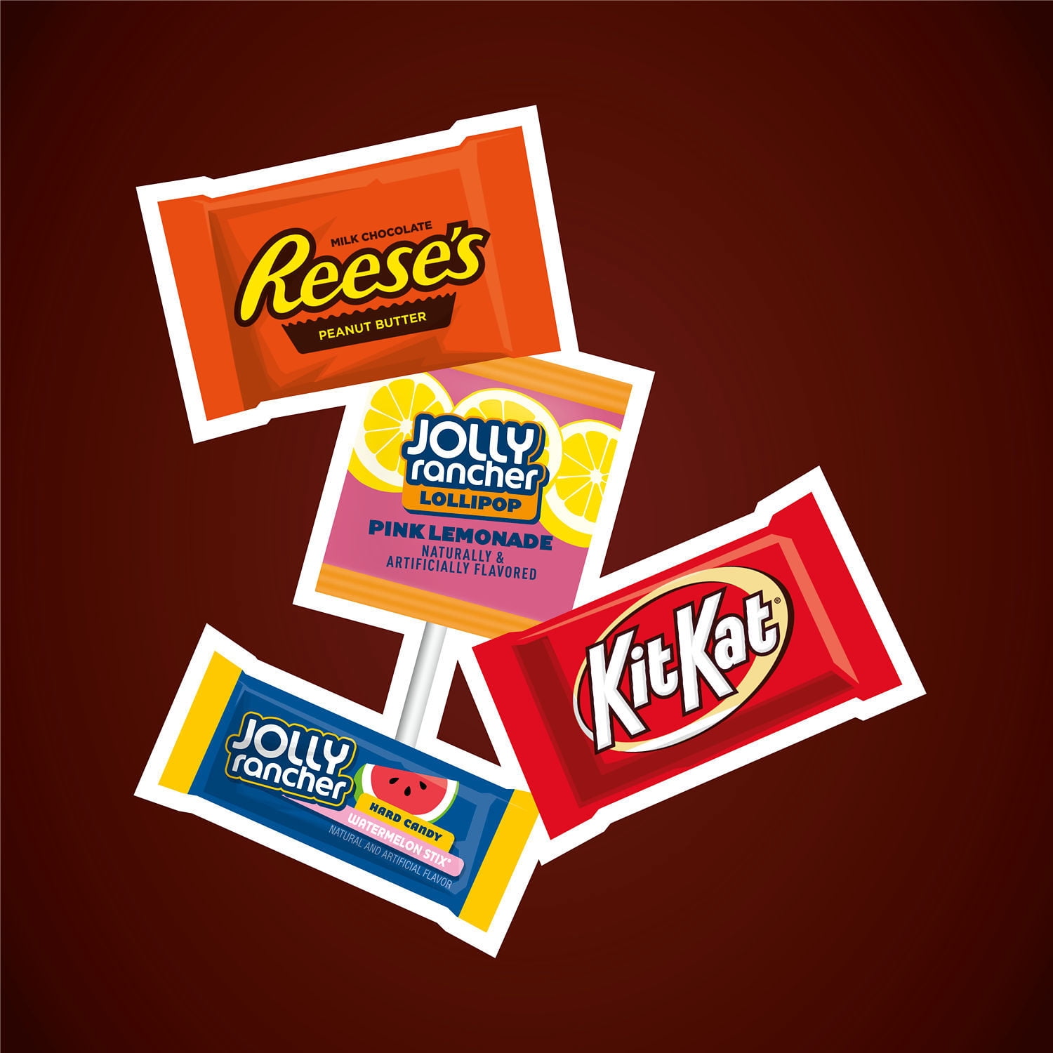 Jolly Rancher, Kit Kat And Reese's Assorted Flavored Snack Size Candy, Party Pack 34.19 oz
