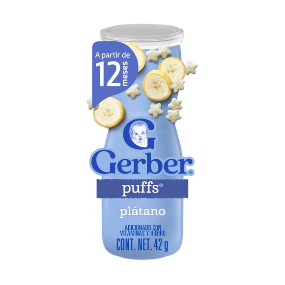 Alimento para niños Gerber Puffs etapa 3 baby snacks sabor plátano 42 g