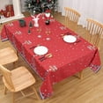 thumbnail image 2 of ZACOO Christmas Tablecloth 54 x 70 Inch, Xmas Tree Star Table Cloth Waterproof and Washable Holiday Decorative Table Cover for Outdoor Indoor Party Kitchen, Red, 2 of 4