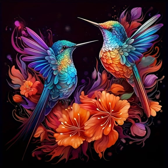 Hummingbird Diamond Art Kits for Adults Beginners, Bird Flower 5D DIY Diamond Art Painting Kits for Home Wall Decor 11.8 x 11.8 Inch