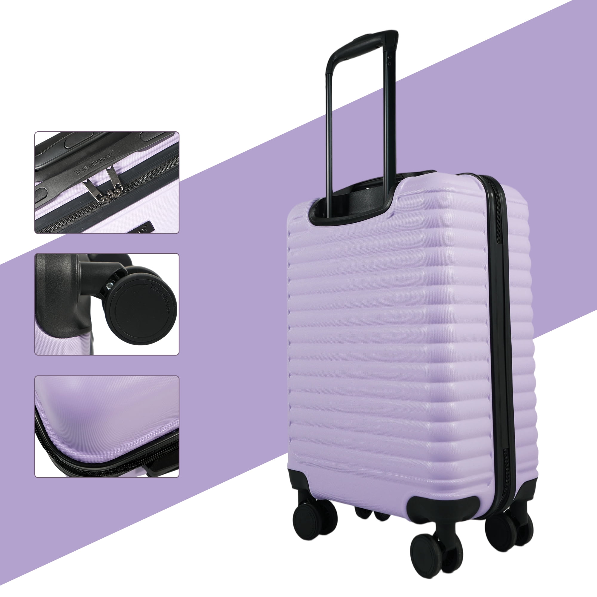 Travelhouse 20" Underseat Hard-Sided Carry-On Luggage, Spinner Wheels, ABS,Light Purple