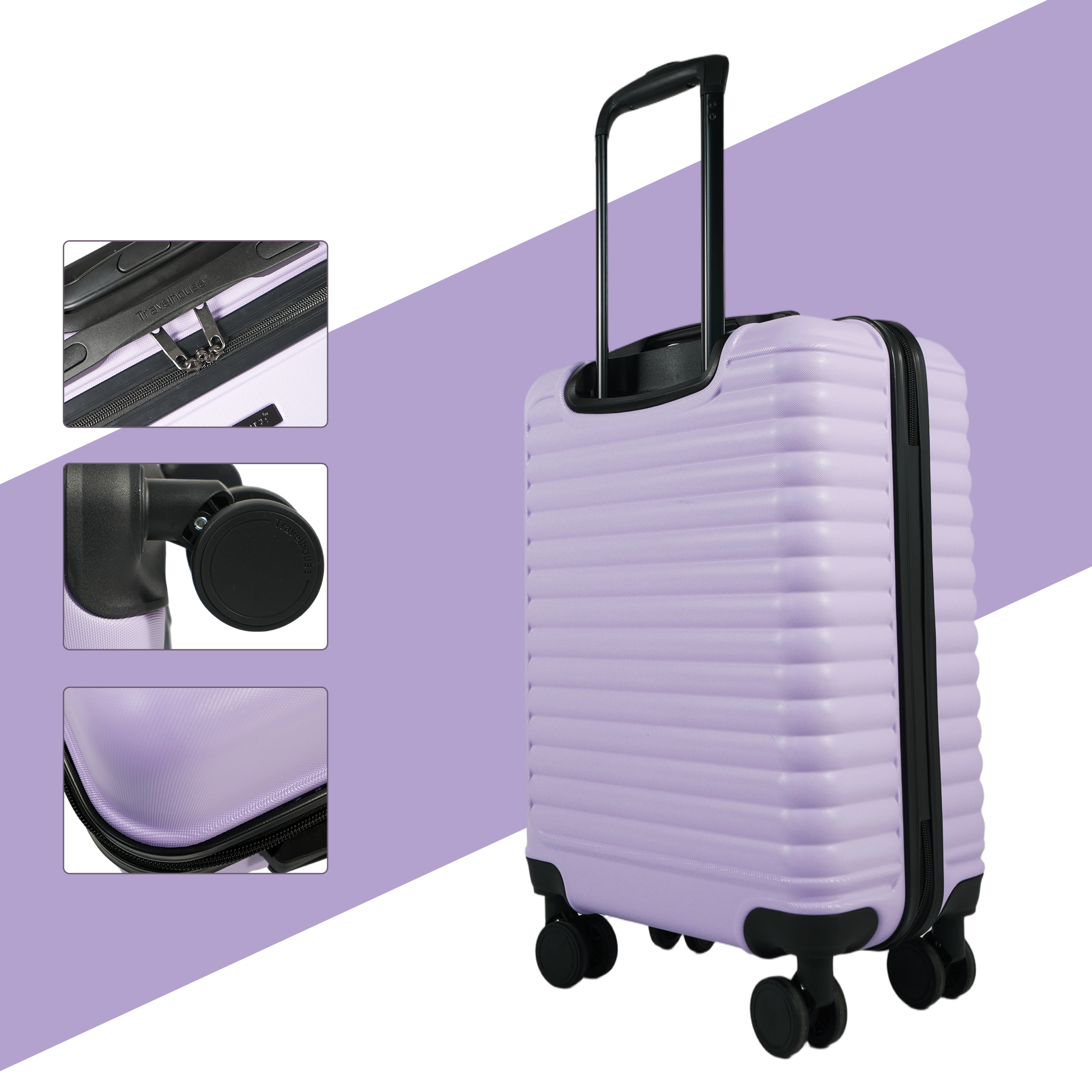 Travelhouse 20" Hardside Carry-On Underseat Luggage with Spinner Wheels, Light Purple photo 4