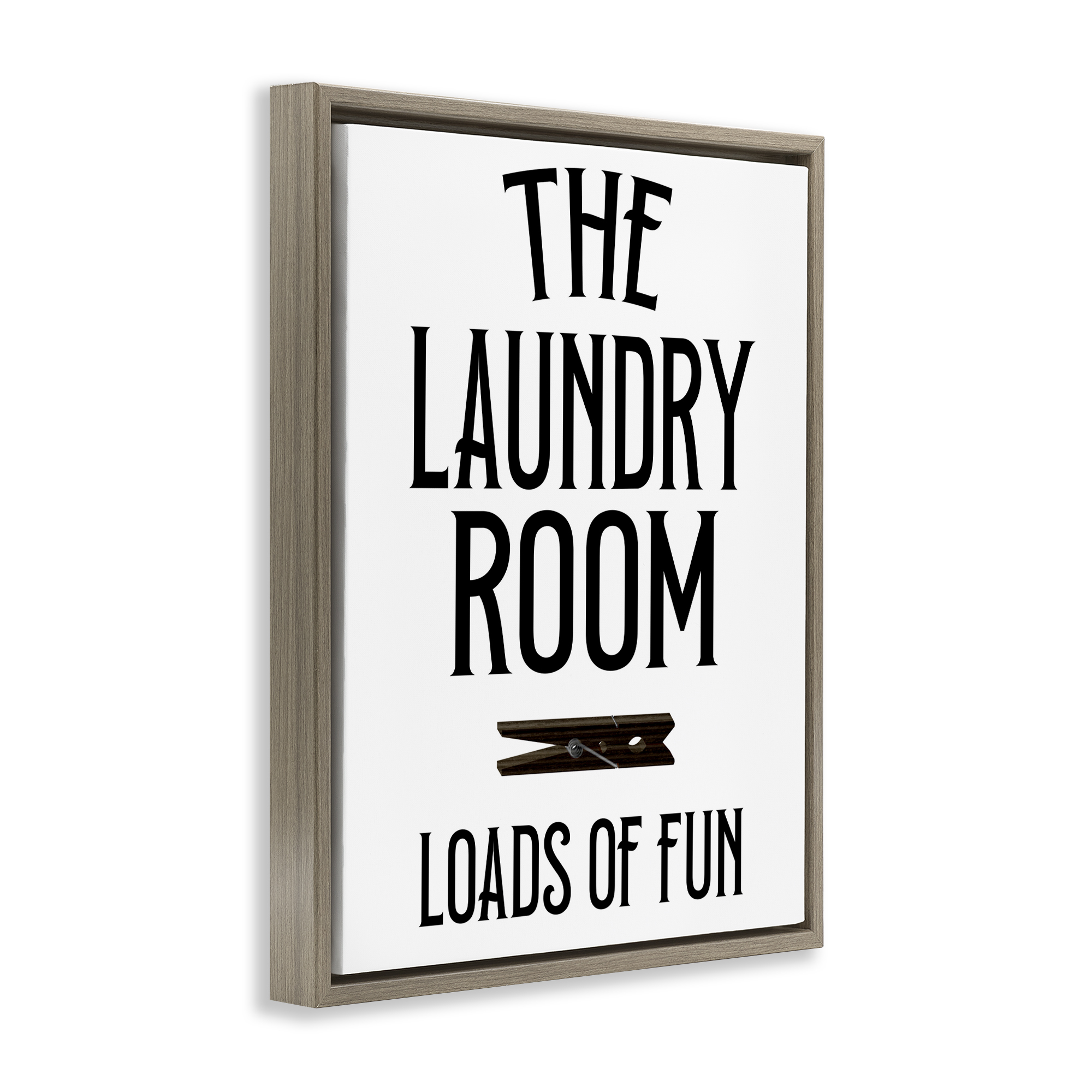 Loads Of Fun Clothespin Brown Framed Floater Canvas Wall Art, design by Kim Allen