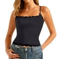 thumbnail image 2 of Lixiuxyad Women's Camisole A Fashionable And One Shoulder Collar With Lace Trim For A Slimming Inner Layer And A Strappy Top,Black, 2 of 5