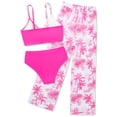 thumbnail image 3 of 3Pcs Teens Girl Summer Adjustable Strap Bikini Swimsuit Set Tropical Floral Bathing Suit Swimwear With Mesh Pant 9-16Y, 3 of 8