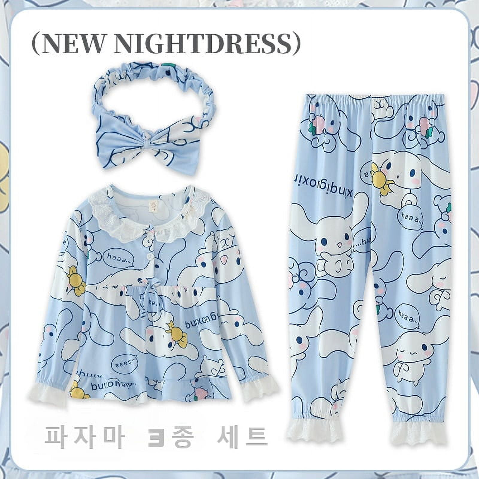 Kawaii Sanrio Hello Kitty Cinnamoroll Kuromi Y2K Kids Long Sleeved Pajamas Anime My Melody Fall Girl Casual Cute Pajama Set Gift