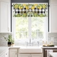 thumbnail image 5 of 3 Pieces Kitchen Curtains & Valances Set,Welcome Lemon Buffalo Plaid,Short Curtain Rod Pocket Window Curtain,Black White Summer Fruit,Window Treatment Tiers Decor (1 Panel 54"x18",2 Tiers 27.5"x36"), 5 of 6
