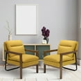 thumbnail image 2 of Costway Set of 2 Modern Accent Armchair Lounge Chair w/ Wood Legs & Steel Bracket Yellow, 2 of 9
