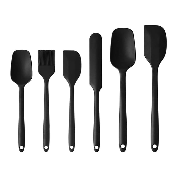 6-Piece Silicone Kitchen Utensil Set - Non-Stick Cooking Spatulas, Basting Brush, and Scraper for Baking, Frying, and Mixing