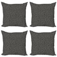 thumbnail image 1 of Geometric Throw Pillow Cushion Case Pack of 4, Maze Lines with Dots Monochrome Abstract Design Hand Drawn Labyrinth, Modern Accent Double-Sided Print, 4 Sizes, Charcoal Grey and Ivory, by Ambesonne, 1 of 2