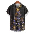 thumbnail image 2 of Mens Manga Corta Botón Abajo Camisas, Cuello de Vuelta Navidad Impresa Blusa, Top de Moda Casual, 2 of 4