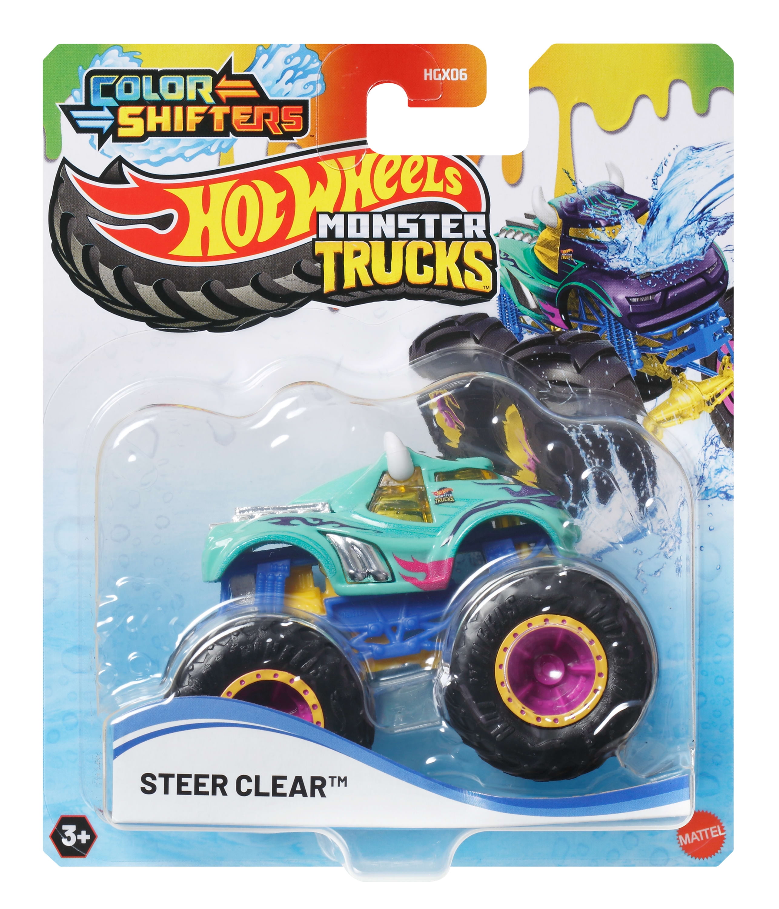 Hot Wheels Monster Trucks 1:64 Color Shifters, 1 Toy Truck Changes Colors in Water (Styles May Vary)