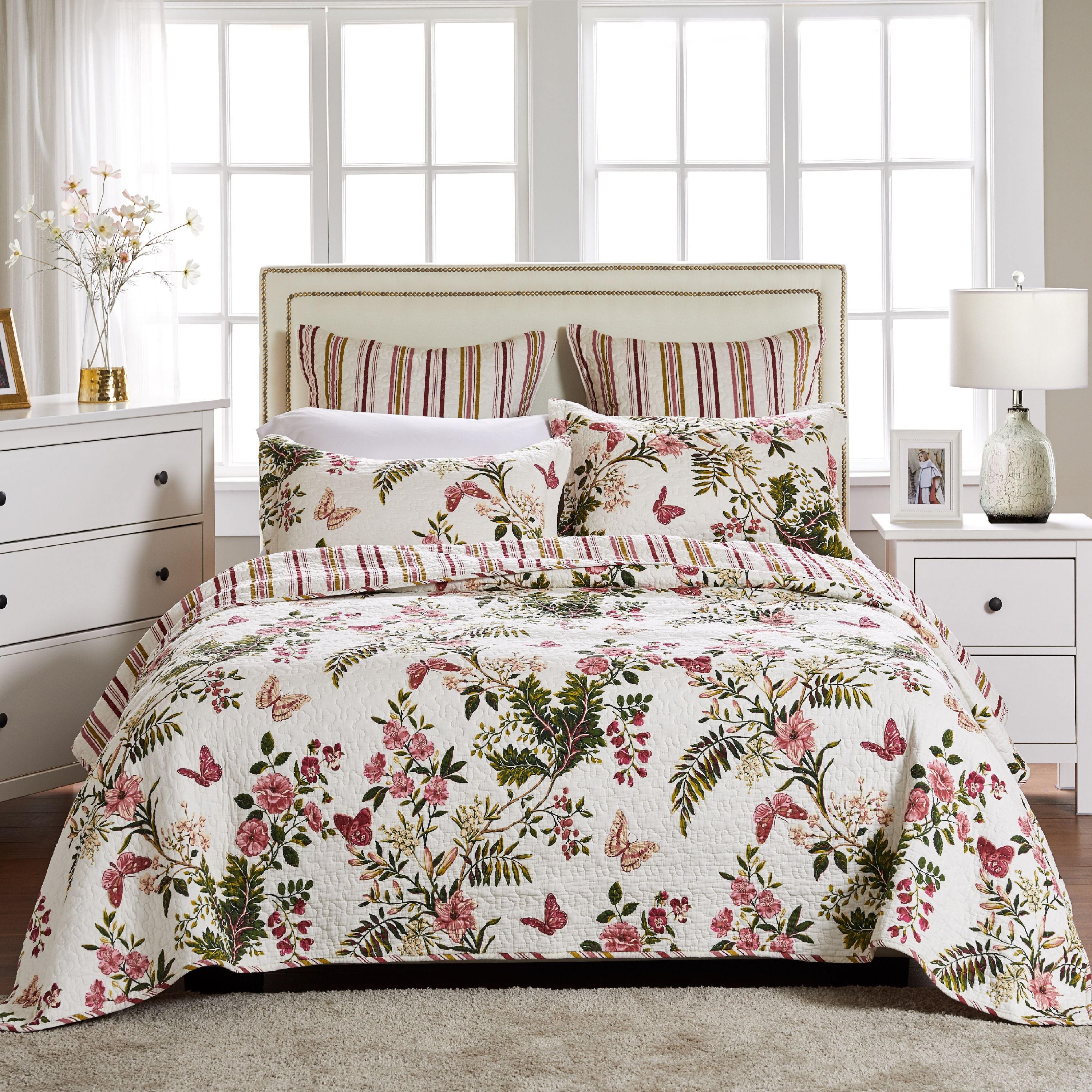 Greenland Home Butterflies 100% Cotton Reversible Oversized Botanical Quilt Set, 2-Piece Twin/Twin XL - image 2 of 5