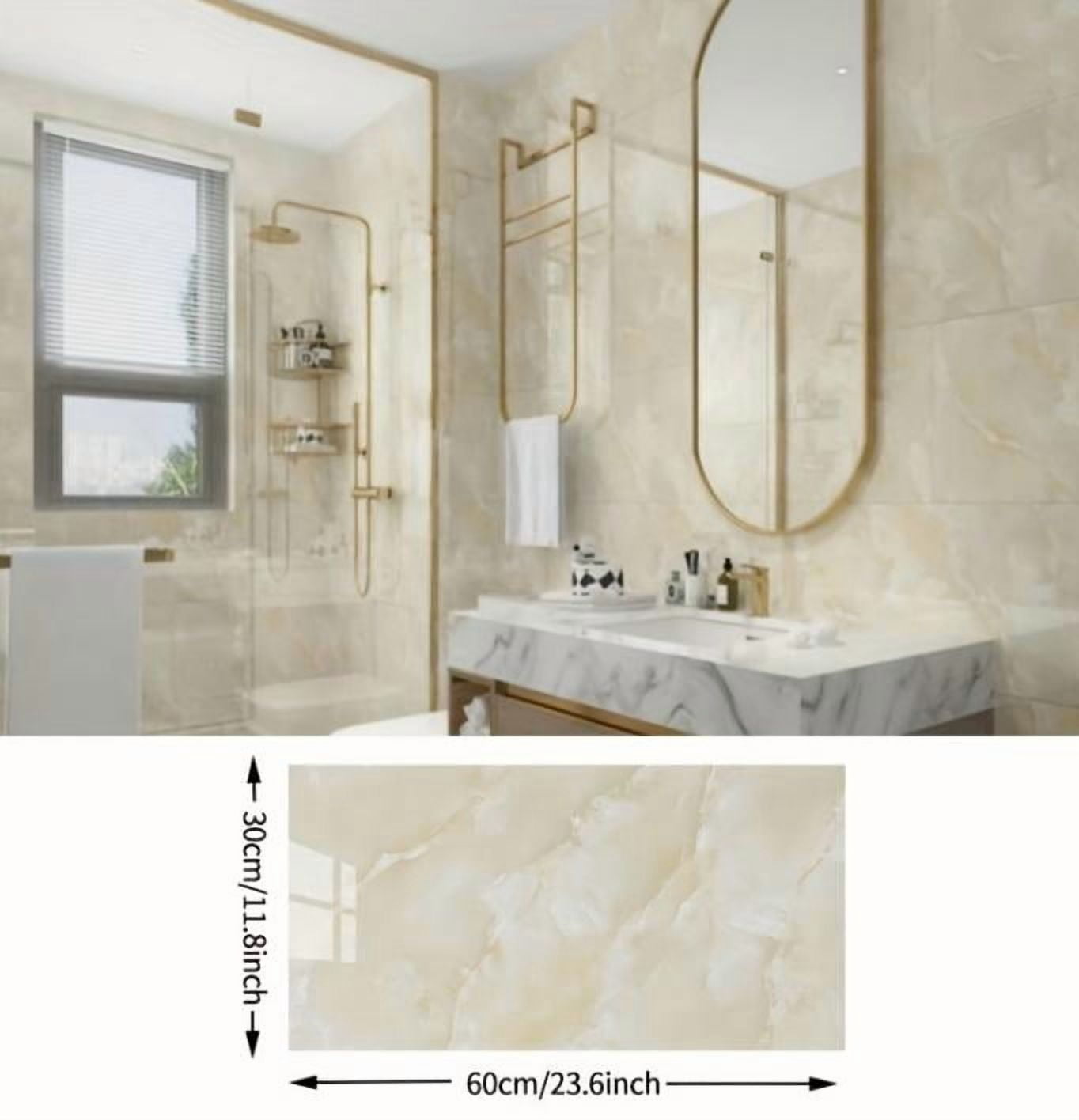 20pcs Marble Peel and Stick Waterproof Wall Panels Heat-Resistant Backsplash Tile 23.6"x11.8" PVC Foam Wall Sticker for Kitchen Living Rooms- -101