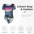 thumbnail image 4 of Balery Fantasy Landscape Starry Night Body de cuello redondo de manga corta para mujer Tops de manga corta Tops básicos-Small, 4 of 7