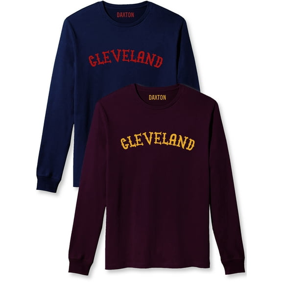 Daxton Retro Cleveland Arch Font Long Sleeves TShirt Soft Medium Weight Cotton
