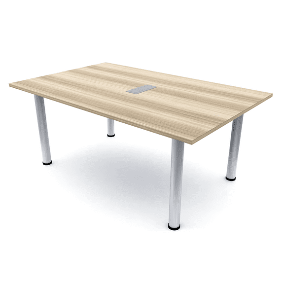 6x4 Rectangular Conference Table Silver Post Legs Electric And Data