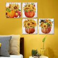thumbnail image 2 of Colourful Sunflower Pumpkin Figure Wall Art Decor Modern Painting Wooden Framework Poster Pictures Print Living Room Home Office Kitchen Bathroom Decoration 16 x 16 Inch 4 Panels, 2 of 6