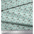 thumbnail image 2 of Soimoi Green Georgette Viscose Fabric Snowman & Penguin Cartoon Printed Fabric 1 Yard 42 Inch Wide, 2 of 3