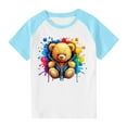 thumbnail image 1 of RXIRUCGD 2025 Vêtements d'Été pour Enfants Tout-Petits Garçons Filles Mode Mignon Col Rond Imprimé Manches Courtes Haut, 1 of 7